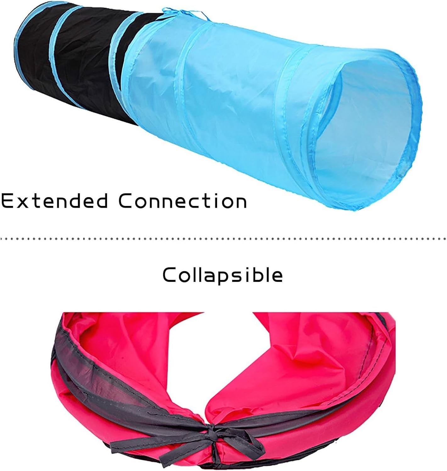 Cat Tunnel for Indoor Cats Interactive, Rabbit Tunnel Toys, Pet Toys Play Tunnels for Cats Kittens Rabbits Puppies Crinkle Collapsible Pop up Black 20"